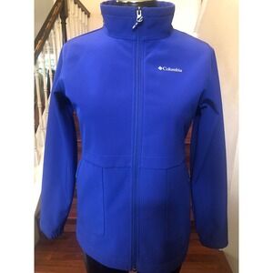 Columbia Jacket Zip Up Soft Shell Royal Blue Pockets Outdoors Hiking Casual Sz L